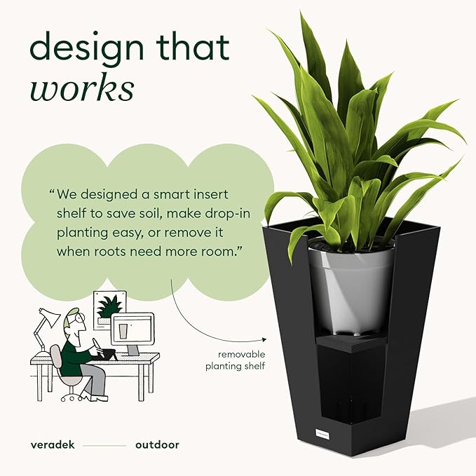 Veradek V-Resin Indoor/Outdoor Taper Planter (26 inch, Black)