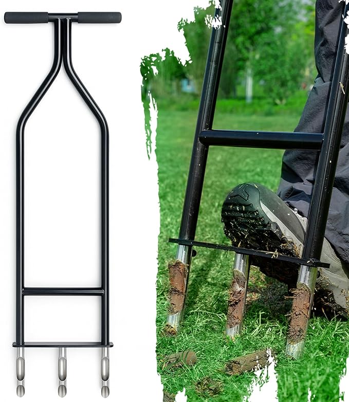 Heavy Duty Manual Lawn & Grass Aerator Tool - One-Piece Frame & Non-Clogging Semi-Open Plugs for Durable, Effortless Aeration, 2 Pack