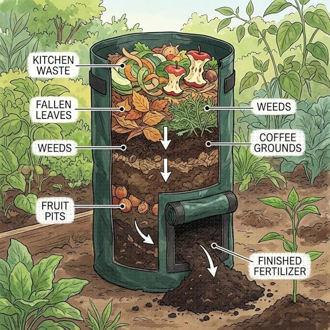 2-Pack 80 Gallon Garden Compost Bin Bags, Reusable Outdoor Compost Bags for Kitchen and Yard Waste, Durable PE Material, Easy Assembly for Home Composting