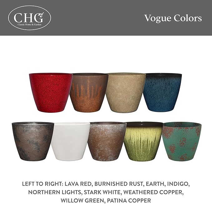 Classic Home and Garden Vogue Planter Pots w/Pottery Quality Finish - Modern Indoor & Outdoor Flower Pots - UV-Resistant Porch Planters - Decorative Pot for Flowers & Herbs (8” Willow Green)