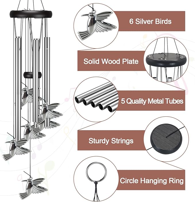 Windchimes Outdoors Clearance, Door Chime Wind Chimes for Outside Sympathy Wind Chimes for Patio Decoration, Garden Decor. Zen Garden Decor（Hummingbird）