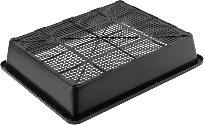 KEILEOHO 12 Pack Plastic Mesh Trays, Black Seed Sprouting Trays, Mesh Bottom Microgreens Growing Tray, Nursery Tray for Plant Seed Germination Propagation Growing, Wheat Grass Sprouting, 15 x 12 Inch