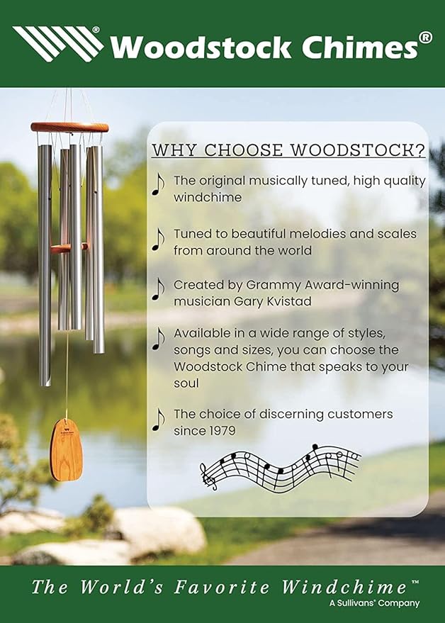 Woodstock Wind Chimes for Outside, Outdoor Decor, Garden, Patio and Front Porch Decor, (28") Memorial Sympathy Wind Chimes Amazing Grace Wind Chime Stained Glass Cross Christmas Gifts (AGS)