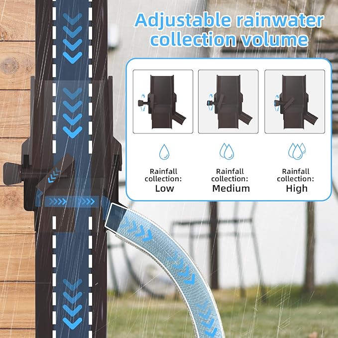 Rainwater Collection System,for 2"X3"Downspout Diverter with Adjustable Collection Capacity, Rain Barrel Diverter Kit RainWater Catching
