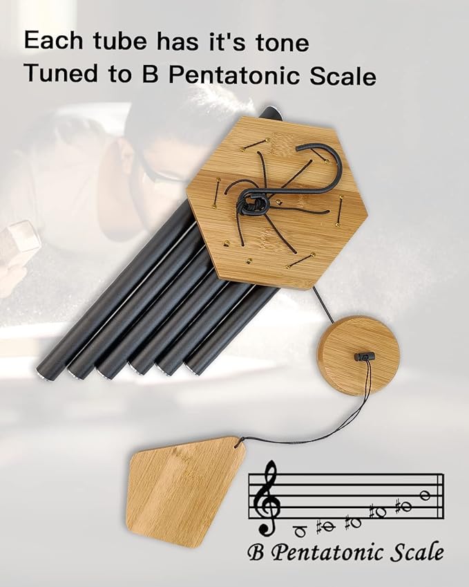 Wind Chimes 30 Inches Deep Tone Memorial Wind Chimes with Hook for Mother's Day/Housewarming/Christmas, Patio, Garden, Yard, Home Decor, Black