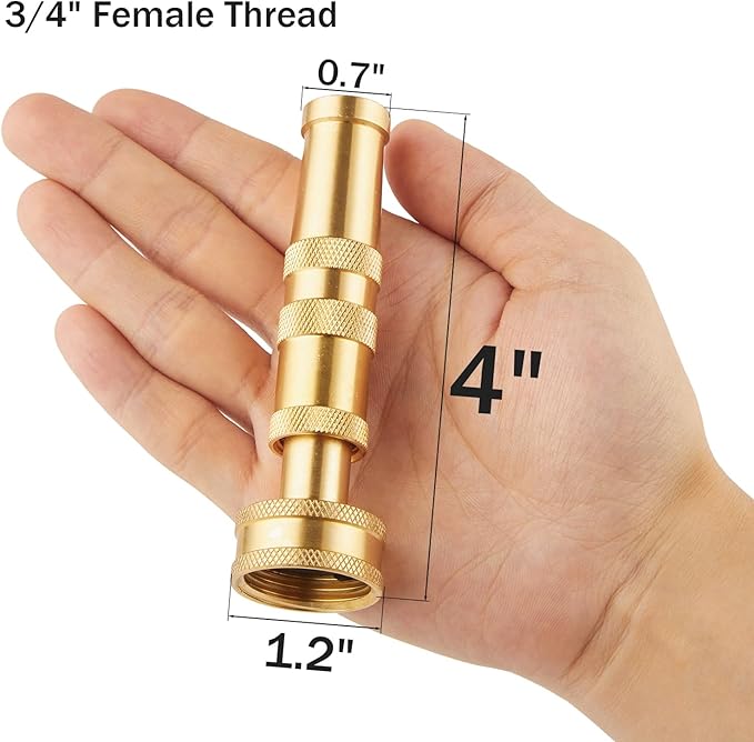 Pack of 2 Heavy Duty Brass Hose Nozzle-4'', Adjustable Twist Garden Hose Nozzles, Water Hose Sprayer Nozzle for Garden Lawn Efficient Watering and Spraying, with 10 Rubber Washers