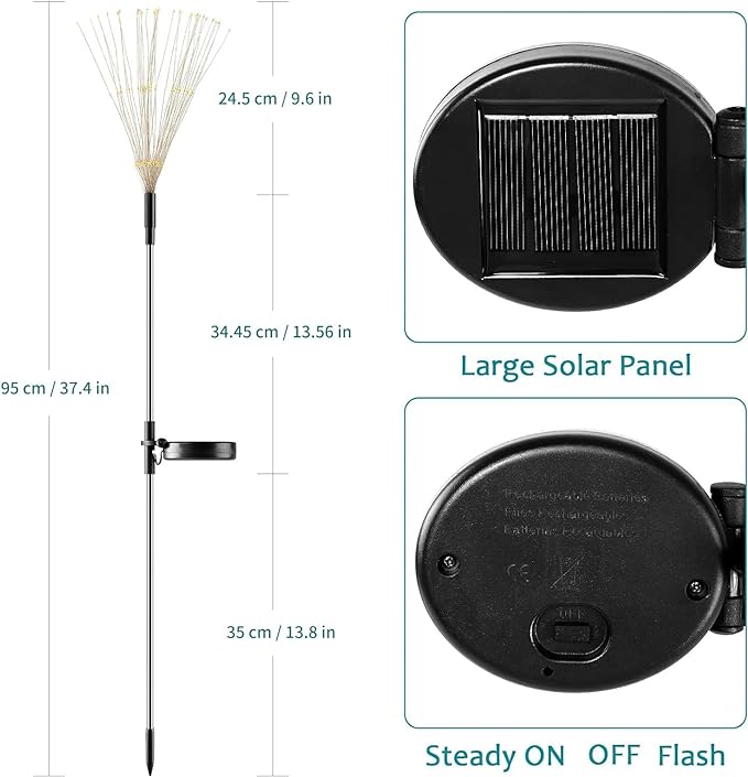 JJGoo Solar Firework Lights, 2 Pack 120 LEDs 2 Lighting Modes Solar Garden Lights Outdoor Waterproof for Yard Patio Walkway Pathway Party Wedding Christmas Decorative - Blue