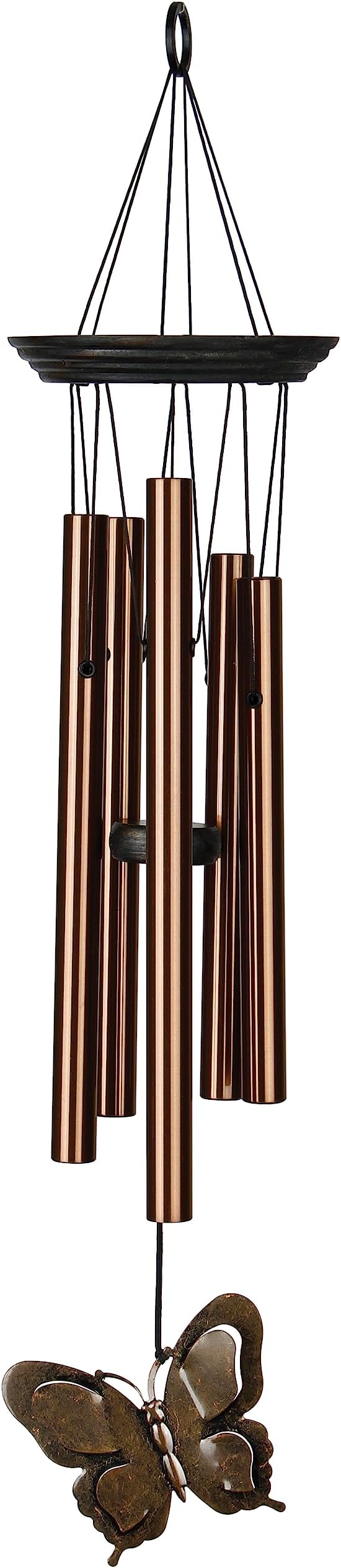 Woodstock Wind Chimes My Butterfly Chime, Bronze Aluminum Tubes, Small 21-Inch, Light Airy Sound Wind Chime for Outdoor Decor for Garden