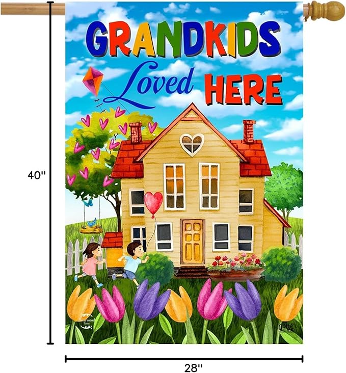 Grandkids Loved Here Spring House Flag Home Tulips 28" x 40" Briarwood Lane