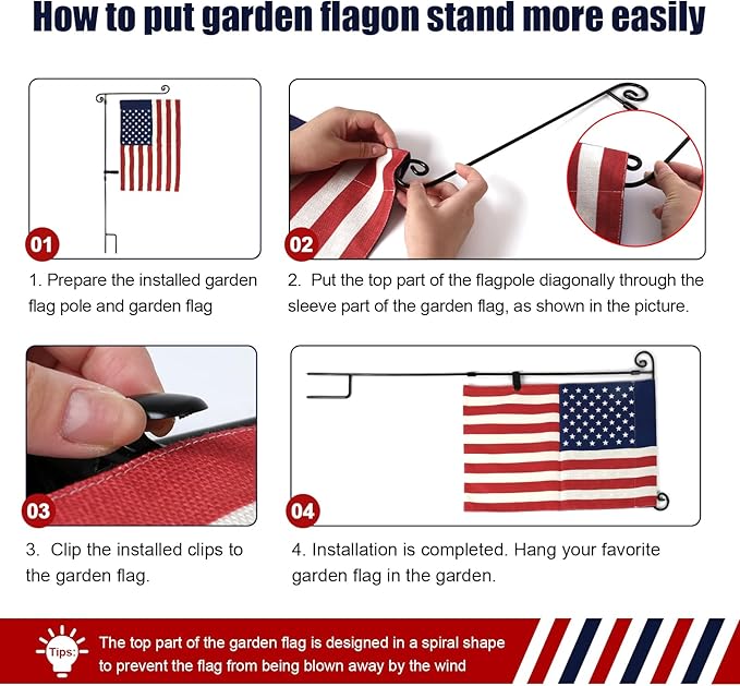 HOOSUN Garden Flag Stand,Sturdy Garden Flag Holder Pole for Outside House,Yard Flags Holder with one Tiger Clip,Yard Banner Pole for Holiday Flags Decorations Outdoor Lawn