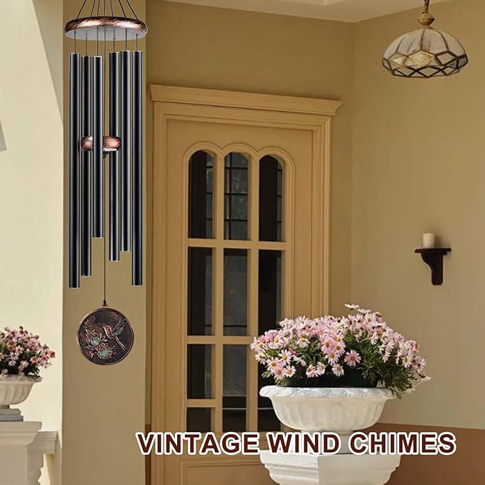 Large Wind Chimes for Outside, 48" Vintage Hummingbird Deep Tone Wind Chime Outdoor Clearance with Heavy Tubes, Patio Porch Balcony Decoration, Garden Hanging Decor Gifts for Women Men