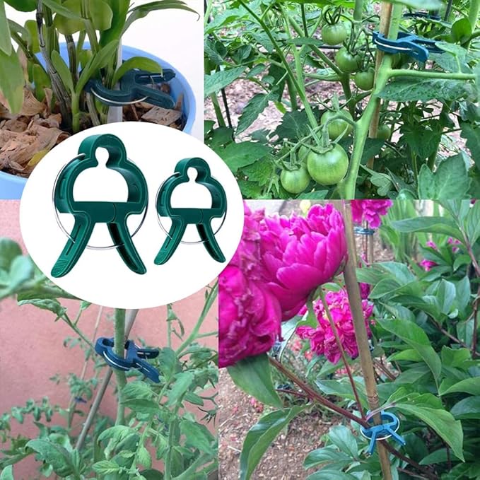 80PCS Garden Plant Supports Clips, 2 Sizes Adjusting Reusable Plant Clips for Supporting Stems of Flower Vine Vegetables Tomatoes Climbing