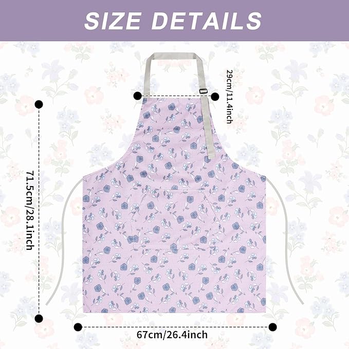 3 Pack Waterproof Floral Aprons for Women, Adjustable Strap Apronwith Pocket Multi-Use for Kitchen, Art, Garden