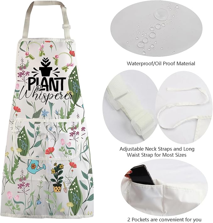 MBMSO Gardening Apron - Plant Whisperer Apron for Gardener Gifts