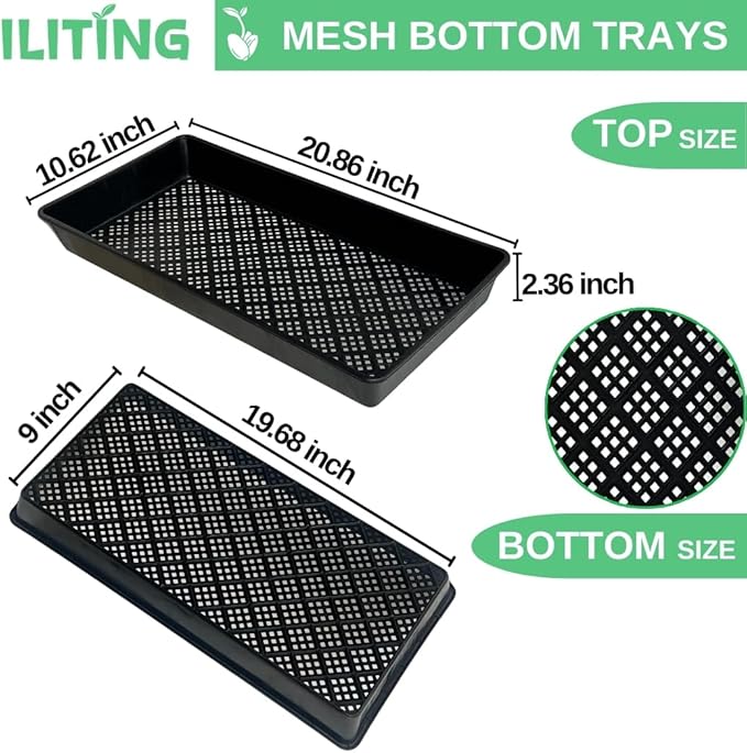 1020 Mesh Tray Soil Blocking Tray 1020 Trays Seedling Starter Trays 5 Pack Black 10x21 Inches for Microgreens Hydroponic