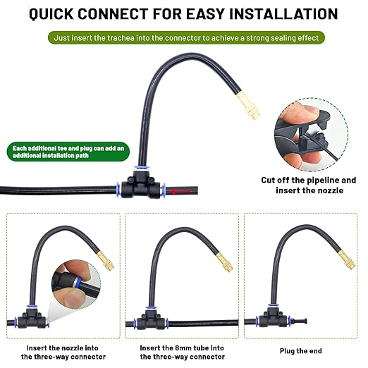 360° Adjustable Drip Irrigation System - 50FT Garden Watering Atomizing System with 16 Nozzles & Water Timer, Greenhouse Accessories for Yard, Lawn, Plants, Garden, 5/16 inches Hose
