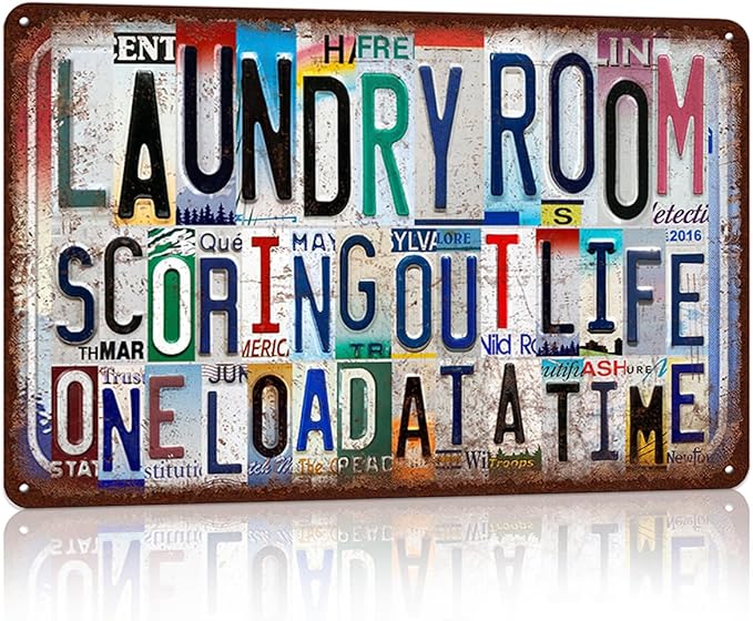 Vintage Laundry Room Wall Decor Metal Sign Tin Signs - scoring out life one load at a time
