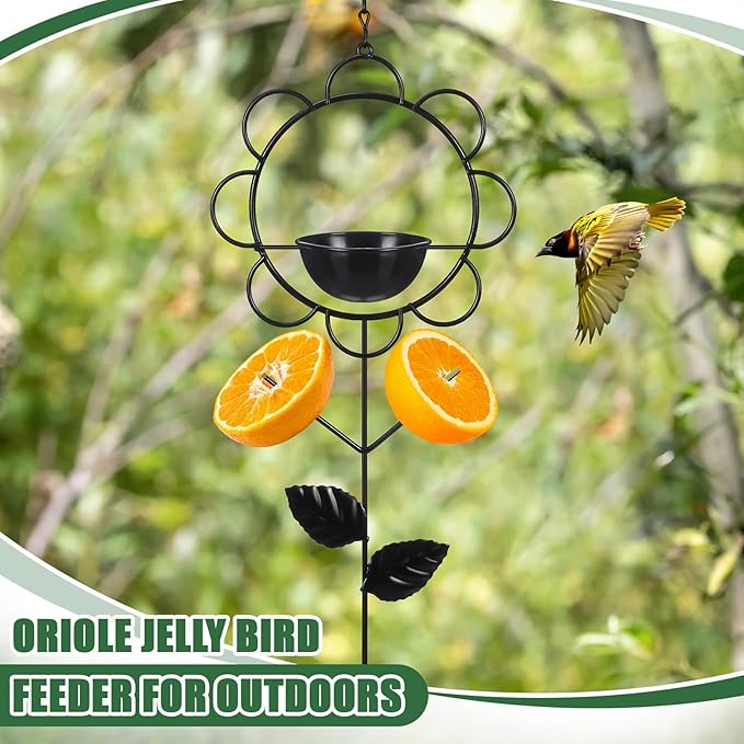 Hushee 2 Pack Oriole Feeder for Outdoors Jelly and Oranges Fruit Metal Bird Feeder Outdoor Garden Metal Hanging Drinking Container Hummingbird Jelly for Outdoors Hanging Garden Patio, 13.4 H x 6.3 W