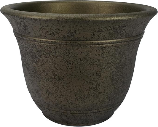 The HC Companies Sierra Round Self-Watering Pot - Lightweight Plastic Planter for Herbs & More - Durable Plant Pots for Indoor Plants & Outdoor Plants (7.5” Celtic Bronze, Pack of 1)
