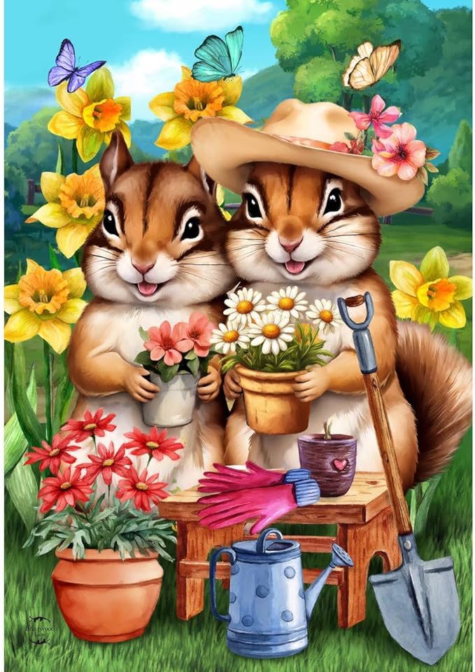 Briarwood Lane Springtime Chipmunks House Flag