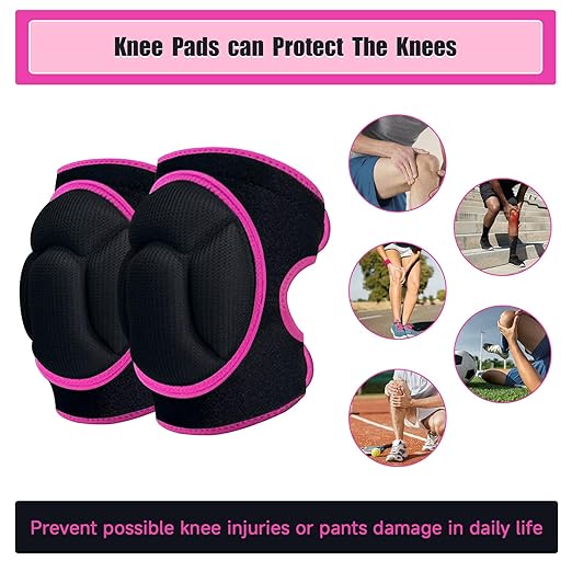 Knee Pads, Thick Sponge Anti-slip, Collision Avoidance Knee Pads, for Running, Mountaineering, House Working,Gardening Maintain (Pink, X-Large)