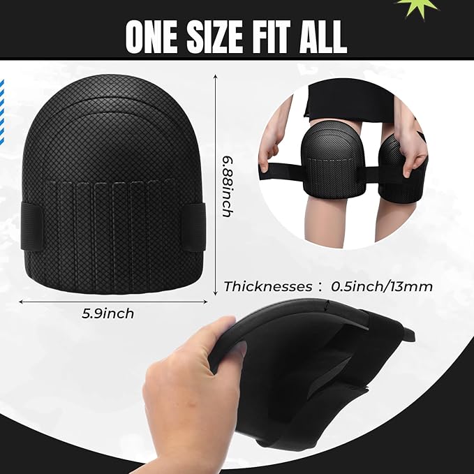 Gardening Knee Pads for Women and Men Lightweight Waterproof Foam Knee Pads for Gardening and Housework with Adjustable Hook'n'Loop Straps(Black)