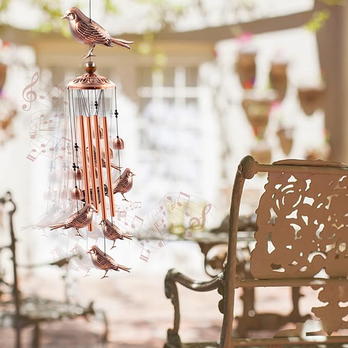 Wind Chimes Outdoor Clearance, Ukulork Birds Aluminum Tube Windchime with S Hook,Patio Garden Decor, Housewarming Gift.