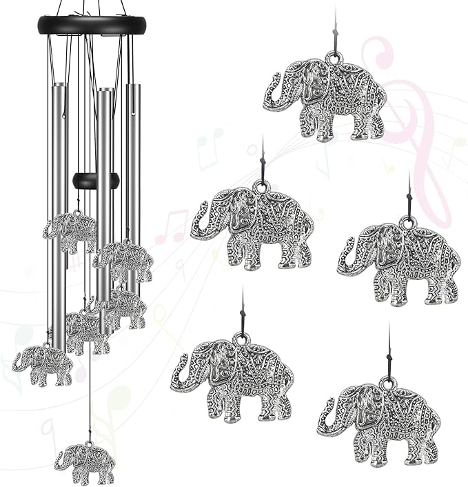 Windchimes Outdoors Clearance, Door Chime Wind Chimes for Outside Sympathy Wind Chimes for Patio Decoration, Garden Decor. Zen Garden Decor（Elephant）