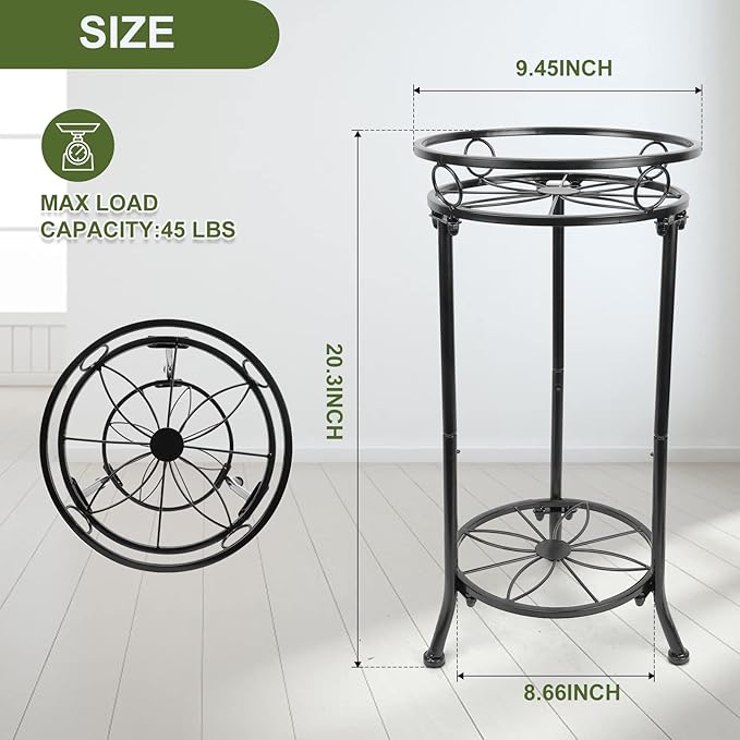 2 Pack Plant Stand Indoor Outdoor,20.3'' 2-Tier Metal Tall Plant Stands,Flower Pot Holder, Plant Rack, Display Shelf for Home Garden Office Patio Balcony