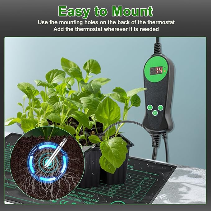Bestio Seedling Heat Mat with Thermostat Combo Set,10 x 20.75in UL & MET-Certified Plant Heating Mat for Seed Starting,Hydroponic Plant,Heat Mat for Plants for Gardening,Greenhouse