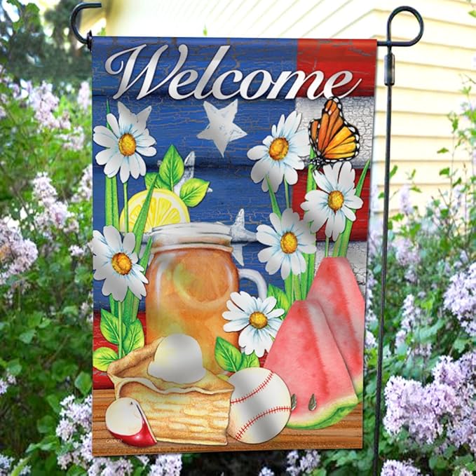 Anley Double Sided Premium Garden Flag, American Summer Welcome Watermelon Cake Decorative Garden Flags for Home Decor - Weather Resistant & Double Stitched Yard Flags - 18 x 12.5 Inch