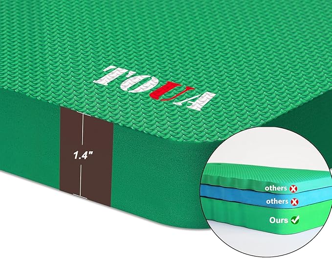 TOUA Kneeling Pad Thick Extra Large High Density Foam Comfort for Work Gardening Yoga Exercise Garden Knee, Green 2 Pack