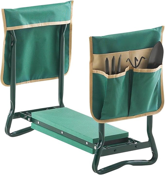 Garden Kneeler and Seat with 6" Thick EVA Pad,Folding Stool Bench,330 lbs Capacity,Dual Tool Bags,Ergonomic Handles for Seniors,Lightweight & Portable for Gardening,Weeding,Planting