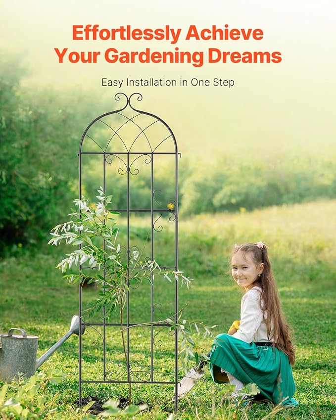 VEVOR 71 x 20 in, 2 Packs Rustproof Metal Garden Flower Trellis, Outdoor Climbing Rose & Cucumber Support, Decorative Clematis Trellis for Courtyards & Lawns