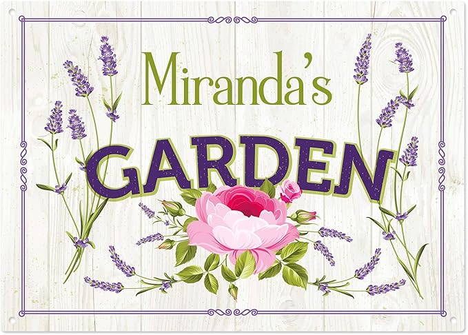 Custom Garden Sign, Present, Personalized Name/Text for Backyard Décor Sign, 10x14 Inches, Rust Free .040 Aluminum, Fade Resistant, Made in USA by Sigo Signs