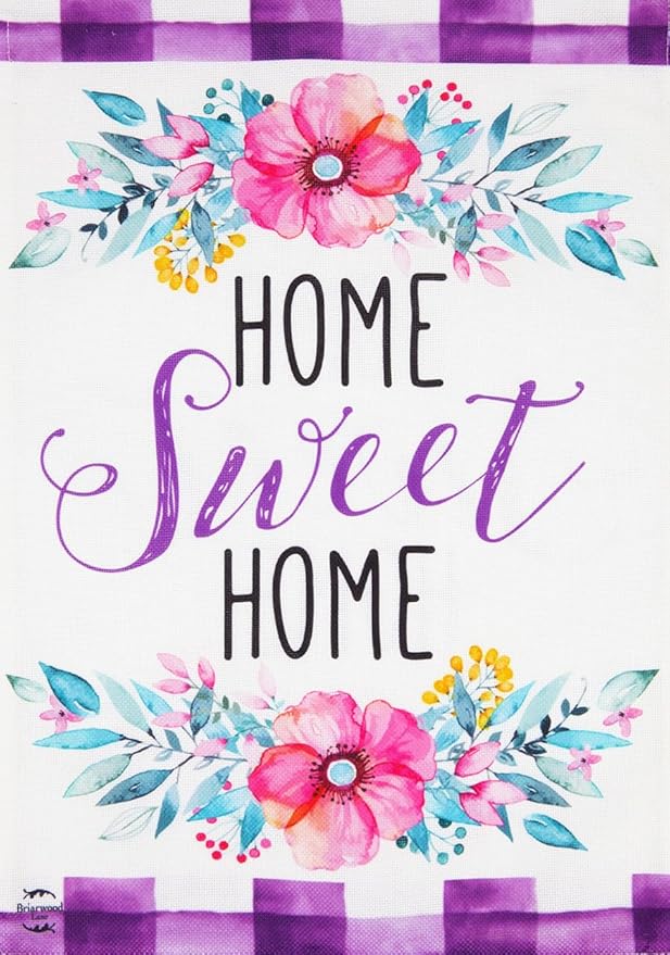 Floral Home Sweet Home Spring Burlap House Flag 28" x 40" Briarwood Lane