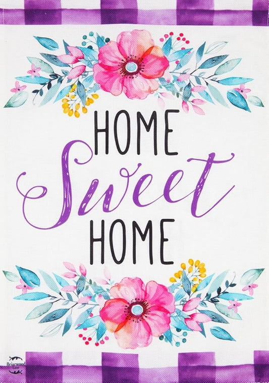 Floral Home Sweet Home Spring Burlap House Flag 28" x 40" Briarwood Lane