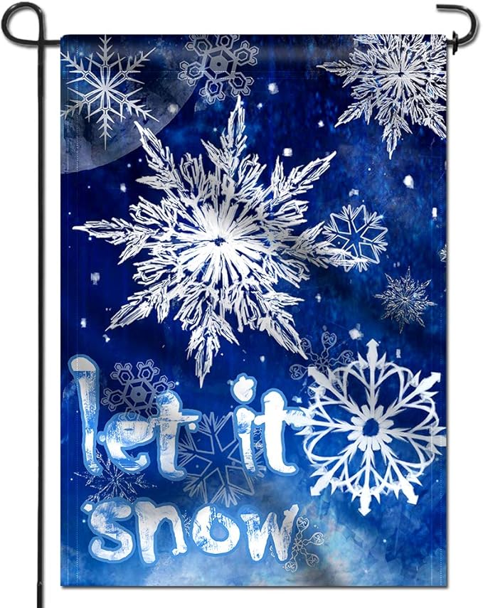 Anley Double Sided Premium Garden Flag, Winter Snowflake Let It Snow Decorative Garden Flags for Home Decor - Weather Resistant & Double Stitched Yard Flags - 18 x 12.5 Inch
