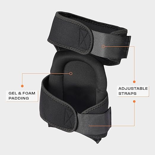 Thunderbolt Knee Pads for Men Construction Knee Pads for Work for Men and Women with Double Gel for Gardening Flooring Roofing Heavy Duty with Extra Thick Foam and Strong Adjustable Non-Slip Straps-Black