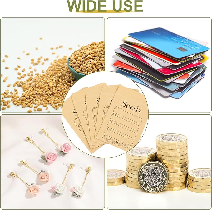 Joyberg 156 PCS Seed Envelopes 3.15”x 4.72”, Seed Packets Envelopes Kraft Seeds Saving Envelope, Self Sealing Seeds Storage Mini Envelope for Flower Vegetable