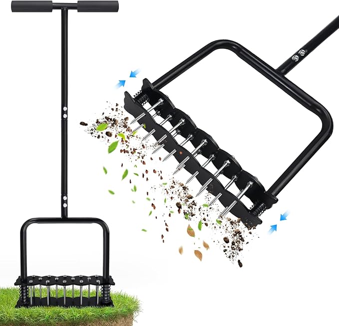 Lawn Aerator, Aerator Lawn Tool for Manual Weeding, Pre-Assembled Aerator Tool for Patio Lawns and Gardens, Lawns Improvement and Yard Care, Garden Tools