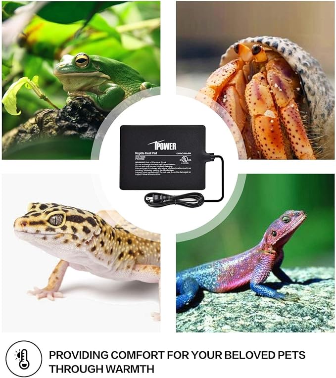 iPower 6x8 Inch Reptile Heat Pad Under Tank Heater, Energy-Efficient & Waterproof Design Terrarium Warmer Mat for Turtles, Lizards, Snakes, 2 Pack