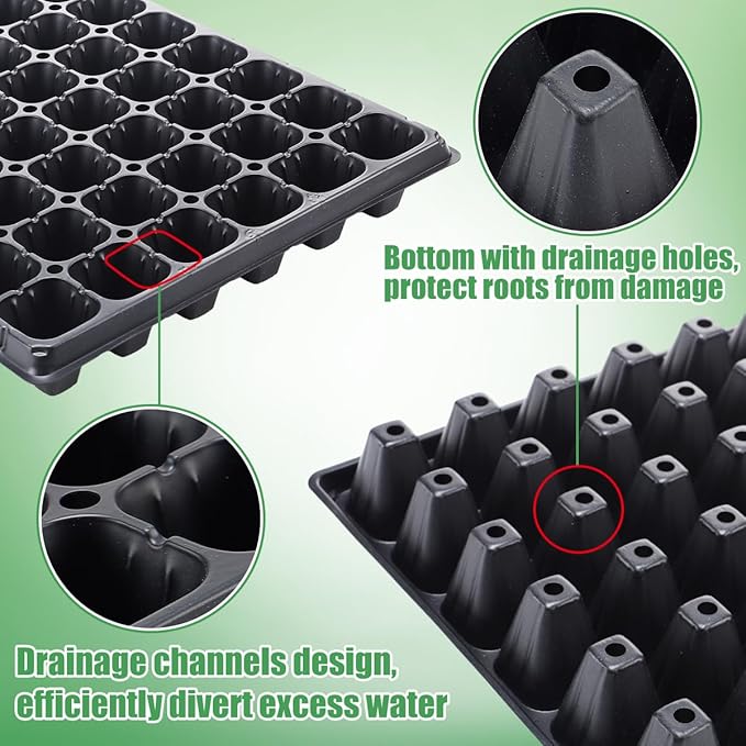 Apipi Seed Starter Tray Fits 1020 Growing Trays - 10 Pcs 72 Cell Reusable Seedling Nursery Trays, Thick Gardening Germination Trays with Drain Holes for Plant Seeds Propagation