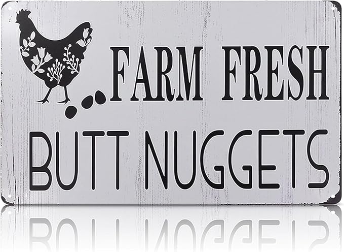 Metal Funny Chicken Coop Signs for Outside 8x12" – Rustic Tin Farm House Kitchen Decorations - Farmhouse Wall Art and Vintage Chicken Decor for Kitchen, Garden, Porch, Barn, Backyard, or Country Home
