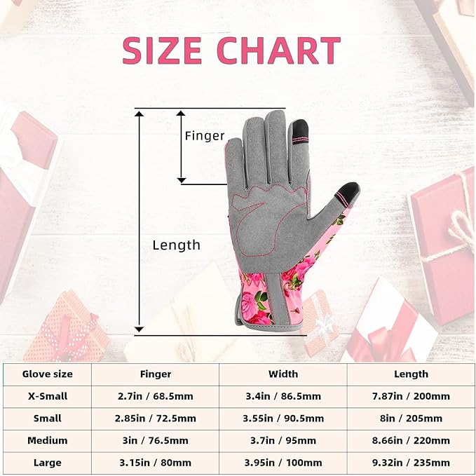 Leather Gardening Gloves for Women, Flexible Breathable Garden Gloves, Thorn Proof Working Gloves for Weeding, Digging and Pruning, Small, Pink