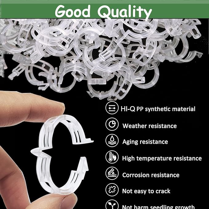 150pcs Plant Support Clips - Tomato Clips for String Trellis, Grape Vine Clips for Garden Netting Climbing Plants, Secured Plastic Plant Clip for Fixing Stem and Vine
