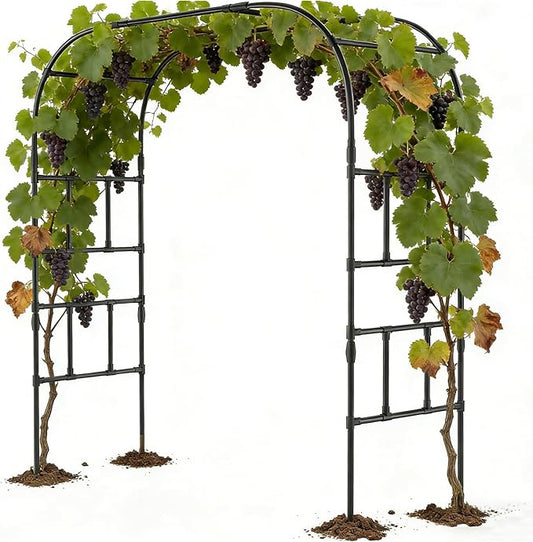 DoCred Garden Arch Trellis for Climbing Plants, 87 Inch Large Garden Trellises Outdoor Metal Plants Support Archway Arbor Tunnel Trellis for Vegetables Plant Decoration, Black