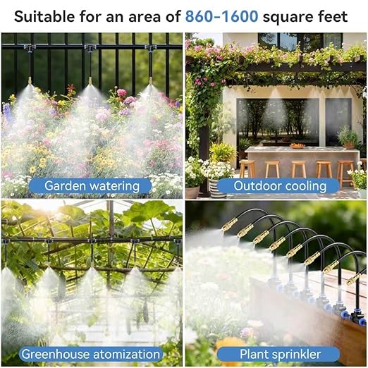100FT Drip Irrigation System Kit for Garden with 17pcs Copper Nozzles&1/4" irrigationTubing,Easy Install Complete drip Irrigation System for Garden Watering System,Plants,Raised Beds&Greenhouses