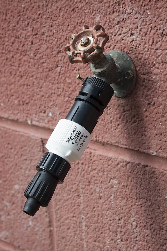 Drip Irrigation Faucet Adapter Kit: Connect 1/2" Tubing to Faucet or Hose, Backflow Preventer, Filter, Pressure Regulator - No Assembly Required