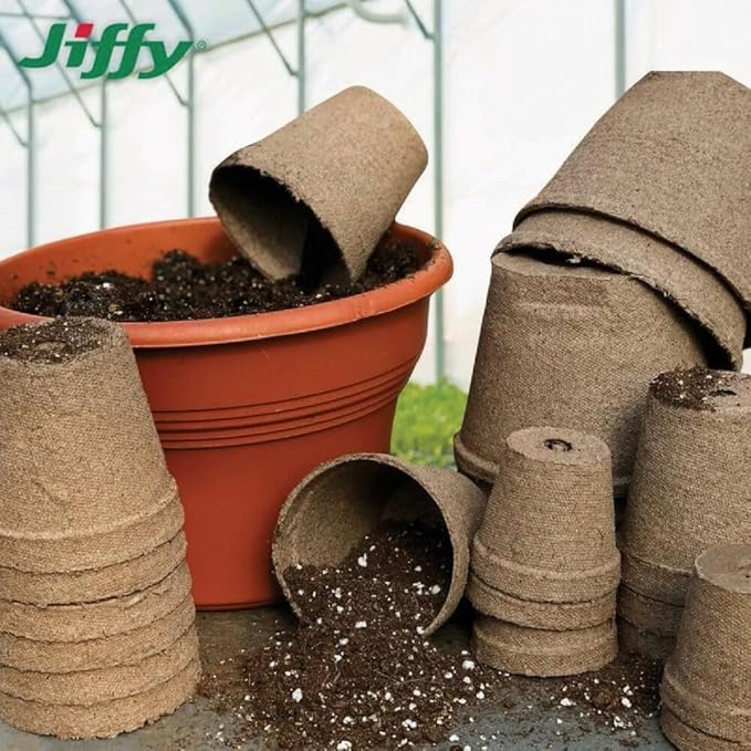Jiffy Plant Pot - Organic Biodegradable Pots for Seedlings, Drainage Hole - 3 in, 22 Pack - Peat